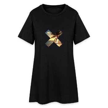 Summer, palm tree, beach - cross - Women’s T-Shirt Dress - black - Front