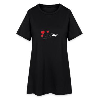 Avion vacances amour coeur voyage idée cadeau - Robe T-shirt Femme - noir - Devant