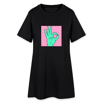 ok rose - Robe T-shirt Femme - noir - Devant