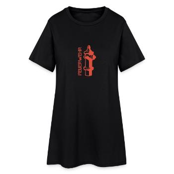 Feuerwehr - Frauen T-Shirt-Kleid - Schwarz - Vorne