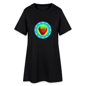 Strawberry and hearts - Women’s T-Shirt Dress - black - Front