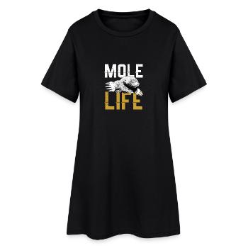 Maulwurf Leben - Frauen T-Shirt-Kleid - Schwarz - Vorne