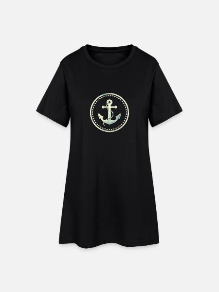 Anker - Frauen T-Shirt-Kleid - Schwarz