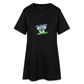 koala 4 blanc - Robe T-shirt Femme - noir - Devant