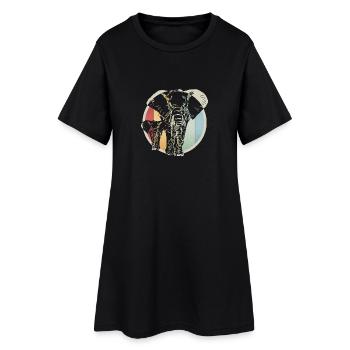 Éléphant rétro coloré - Robe T-shirt Femme - noir - Devant