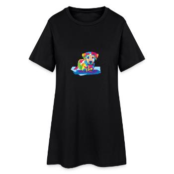 Colorful dog - Women’s T-Shirt Dress - black - Front