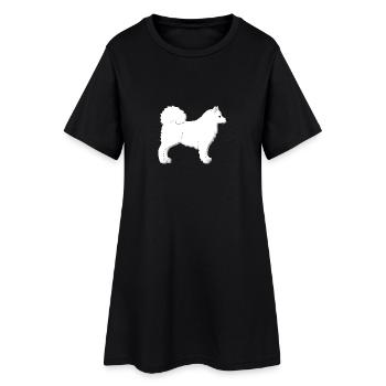 Samojede Pixelgrafik - Frauen T-Shirt-Kleid - Schwarz - Vorne