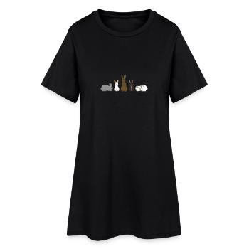 Fünf Kaninchen - Frauen T-Shirt-Kleid - Schwarz - Vorne