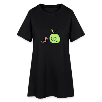 Apfel + Wurm 3 - Frauen T-Shirt-Kleid - Schwarz - Vorne