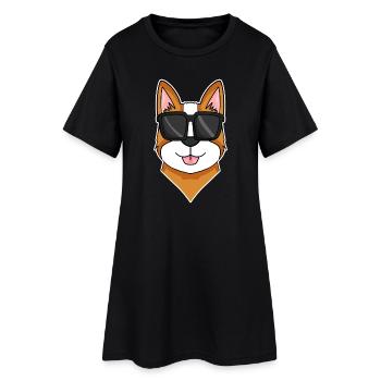 Chien gallois Corgi Pembroke avec lunettes de soleil - Robe T-shirt Femme - noir - Devant