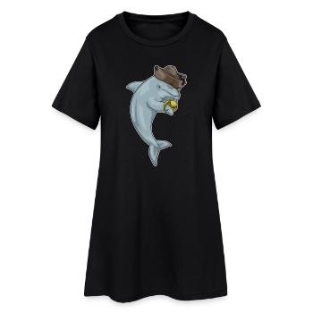 Dolphin Pirate Crochet Main - Robe T-shirt Femme - noir - Devant