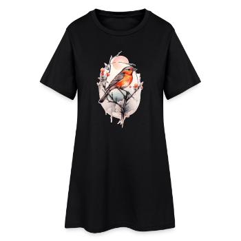 Rouge-gorge sur une branche - TattooStyle - Robe T-shirt Femme - noir - Devant
