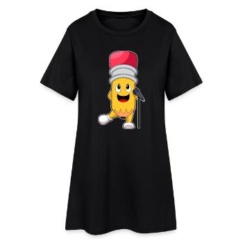 Crayon, Chanteur, Microphone, Musique - Robe T-shirt Femme - noir - Devant