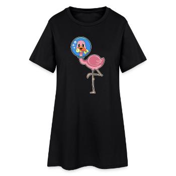 Poisson flamant rose - Robe T-shirt Femme - noir - Devant