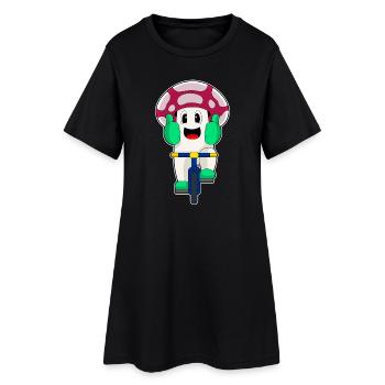 Pilz Fahrrad - Frauen T-Shirt-Kleid - Schwarz - Vorne