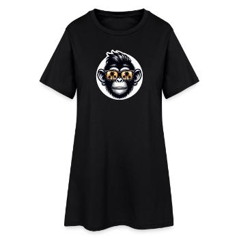 Affe Brille Palmen - Frauen T-Shirt-Kleid - Schwarz - Vorne