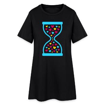 Colorful Hearts Hourglass - Love and Time Flow - Women’s T-Shirt Dress - black - Front