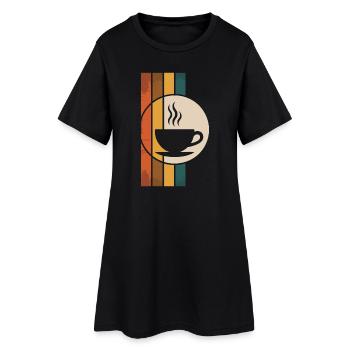 Tasse à café rétro - Robe T-shirt Femme - noir - Devant