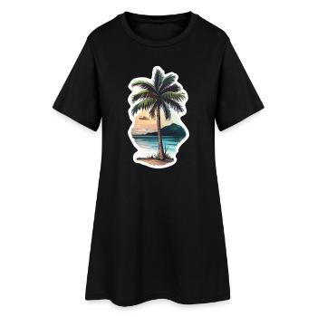 Palme - Frauen T-Shirt-Kleid - Schwarz - Vorne