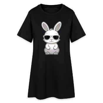 Lapin cool avec des lunettes de soleil - Robe T-shirt Femme - noir - Devant
