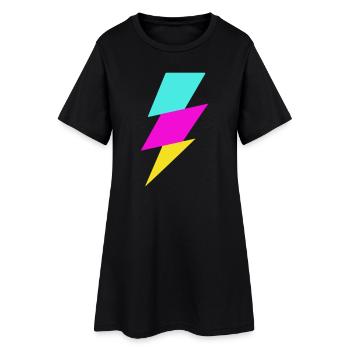 Rayon abstrait aux couleurs néon - Robe T-shirt Femme - noir - Devant