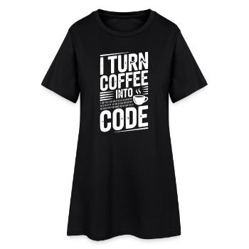 Ich verwandle Kaffee in Code - Frauen T-Shirt-Kleid - Schwarz - Vorne