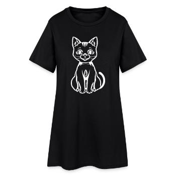 Cat White White Kitten T-shirt Gift - Women’s T-Shirt Dress - black - Front