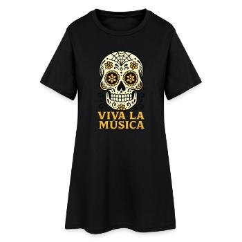 VIVA LA MÚSICA : Calavera Florale Día de Muertos - Robe T-shirt Femme - noir - Devant