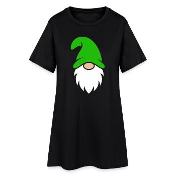 Nain de jardin avec chapeau vert vif - Robe T-shirt Femme - noir - Devant