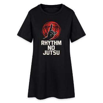 Anime Dance Streetwear Manga Hip Hop Otaku Crew - Frauen T-Shirt-Kleid - Schwarz - Vorne