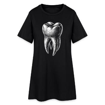 Graphique de croquis de dents en noir et blanc - Robe T-shirt Femme - noir - Devant