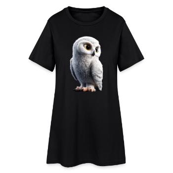 Schneeeule Weiße Eule Kauz Uhu Owl Schnee Eulen - Frauen T-Shirt-Kleid - Schwarz - Vorne