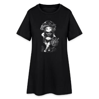 Champignon - Robe T-shirt Femme - noir - Devant