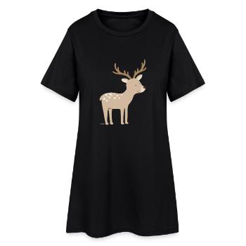 Hirsch - Frauen T-Shirt-Kleid - Schwarz - Vorne