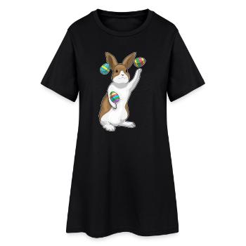 Jonglage de Pâques avec le lapin - Robe T-shirt Femme - noir - Devant