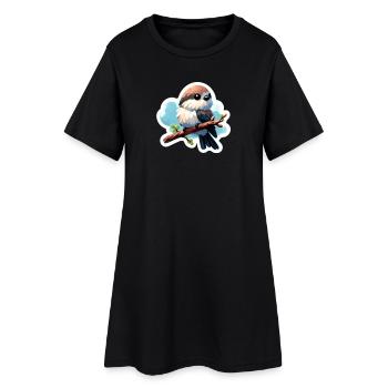 Süßer Vogel auf Ast Sticker - Frauen T-Shirt-Kleid - Schwarz - Vorne