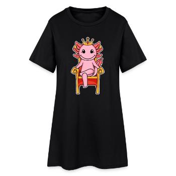 Roi enfant motif axolotl - Robe T-shirt Femme - noir - Devant