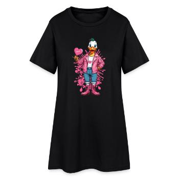 Canard punk avec coeur - Robe T-shirt Femme - noir - Devant
