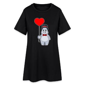 Hippopotame marié ballon mariage - Robe T-shirt Femme - noir - Devant