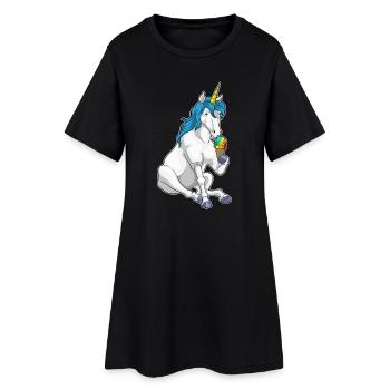 Glace à la gaufre Licorne - Robe T-shirt Femme - noir - Devant