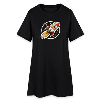 Bitcoin Rakete hebt ab zu den Sternen - Frauen T-Shirt-Kleid - Schwarz - Vorne
