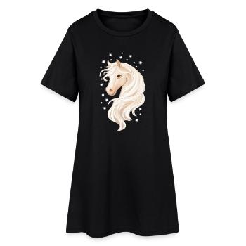 Pferd mit Sternen - Frauen T-Shirt-Kleid - Schwarz - Vorne