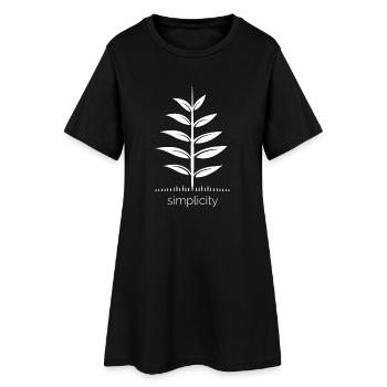 Simplicité – Feuille minimaliste au design naturel - Robe T-shirt Femme - noir - Devant