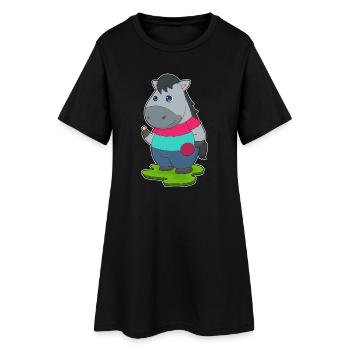 Cheval Tennis de table Raquette de tennis de table - Robe T-shirt Femme - noir - Devant
