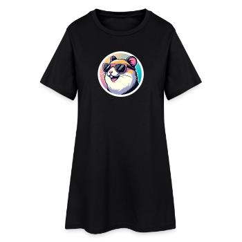 Hamster with sunglasses in pastel - Women’s T-Shirt Dress - black - Front