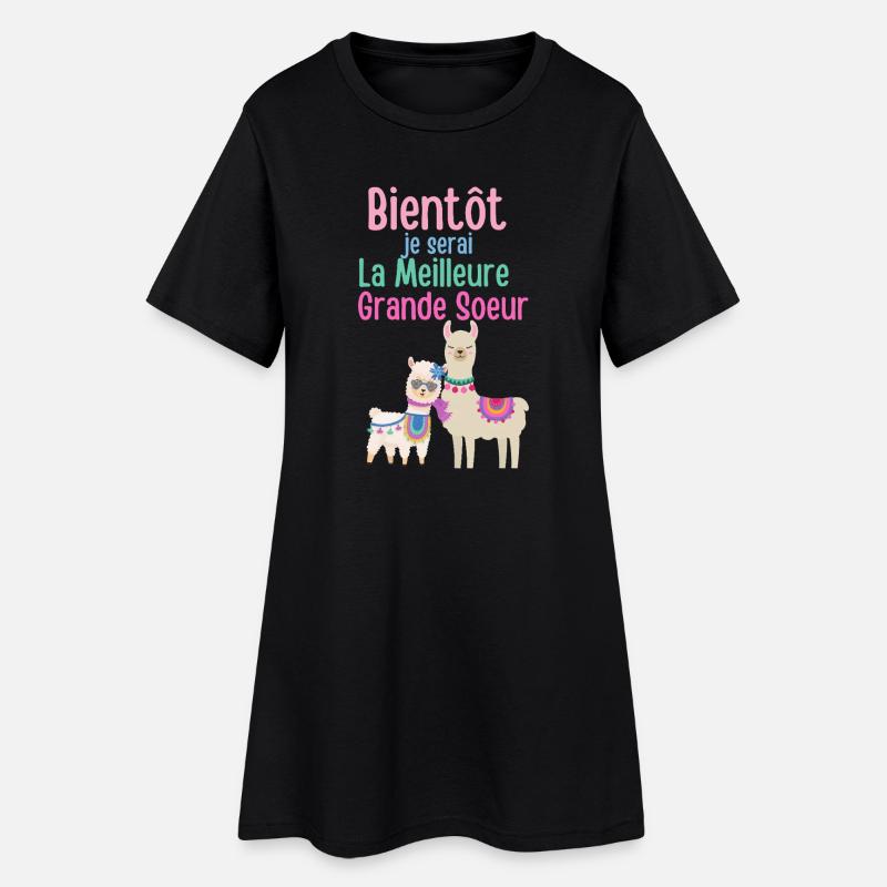 Bald bin ich die beste große Schwester - Frauen T-Shirt-Kleid - Schwarz