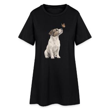 Jack Russell Terrier Banksy Style Dog Motif - Women’s T-Shirt Dress - black - Front