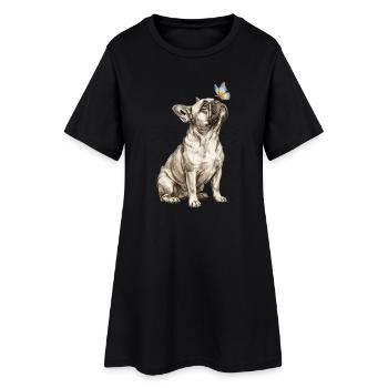 Französische Bulldogge für Dog Lover Schmetterling - Frauen T-Shirt-Kleid - Schwarz - Vorne