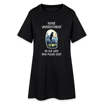 Ne sous-estimez jamais une vieille dame qui joue au golf - Robe T-shirt Femme - noir - Devant