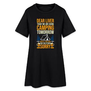 Camping, Vie de campement Vie de campement dans la forêt - Robe T-shirt Femme - noir - Devant
